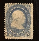 US Stamps Collection Scott#63 1c Franklin Blue Mint H OG thin