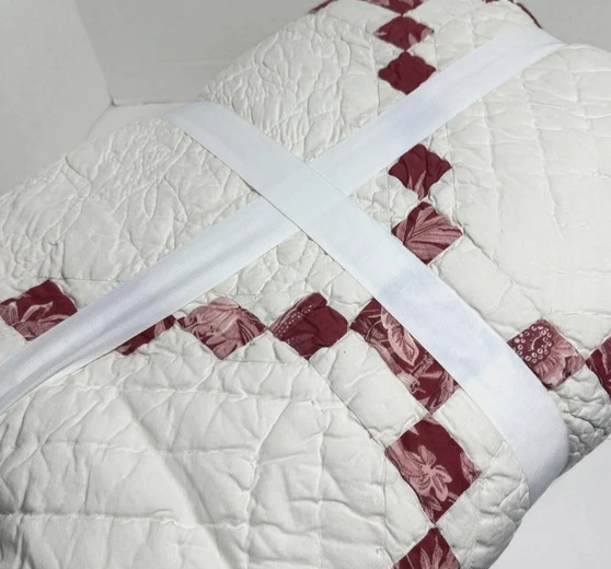 Edredón Pottery Barn rojo cremoso marfil Andover retazos King Cal King nuevo Foto 2 de 3