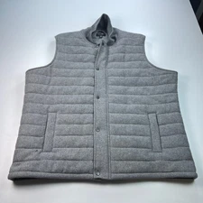 Nordstrom Vest Mens 2XL XXL Gray Full Zip Snap Up Wool Blend Mock Neck Outdoors