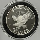 1990 Sunshine Mining RARE PROOF Coin 1 Troy Oz .999 Fine Silver Round Scarce One