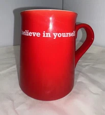 Red Ceramic Motivational Mug with Star Inside, Used Condition