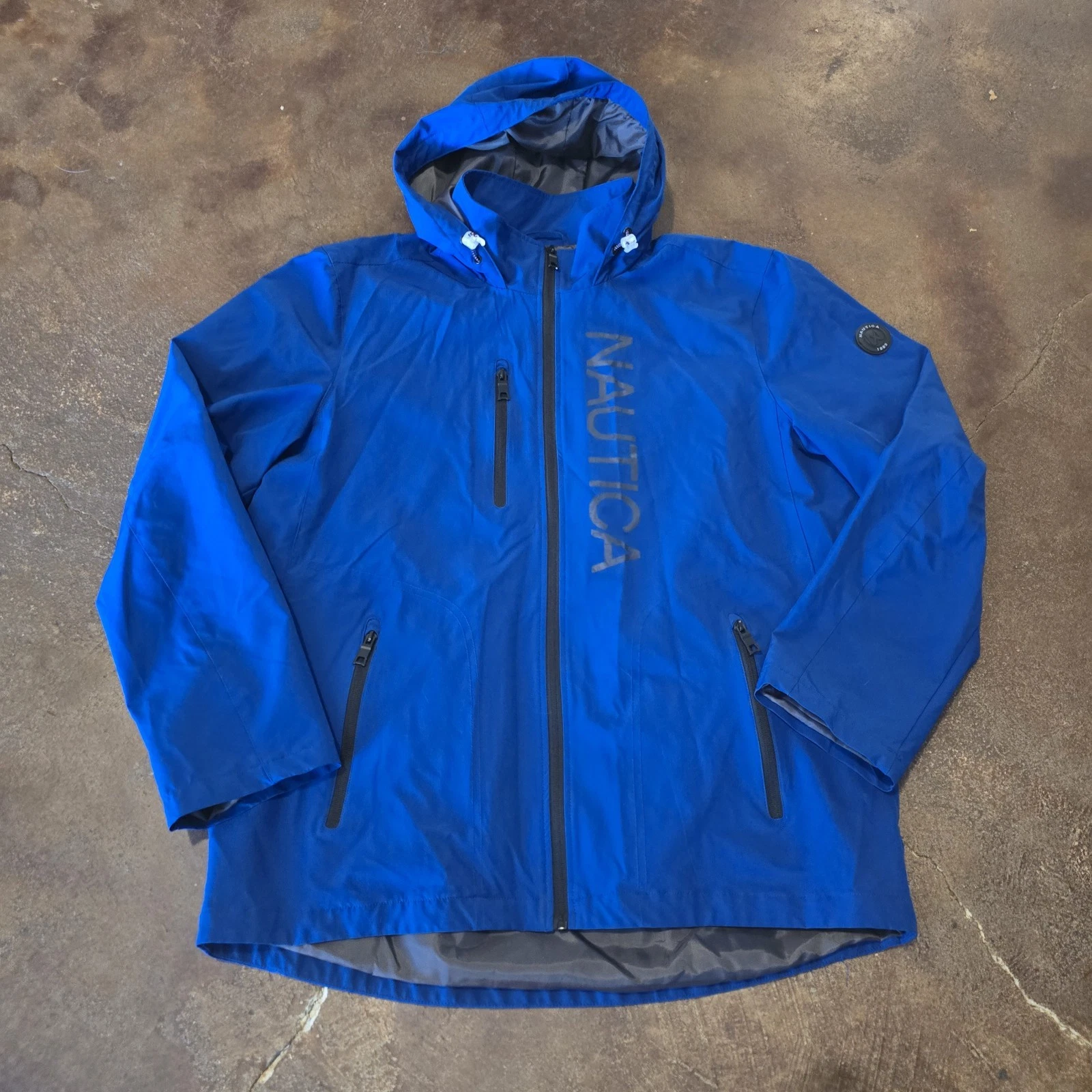 Nautica Men’s Blue Lightweight Hooded Jacket Size Large L Full Zip