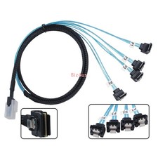 Mini SAS SFF-8087 to 4xSATA 90 Degree Right Angle Forward Breakout Cable 1 Meter