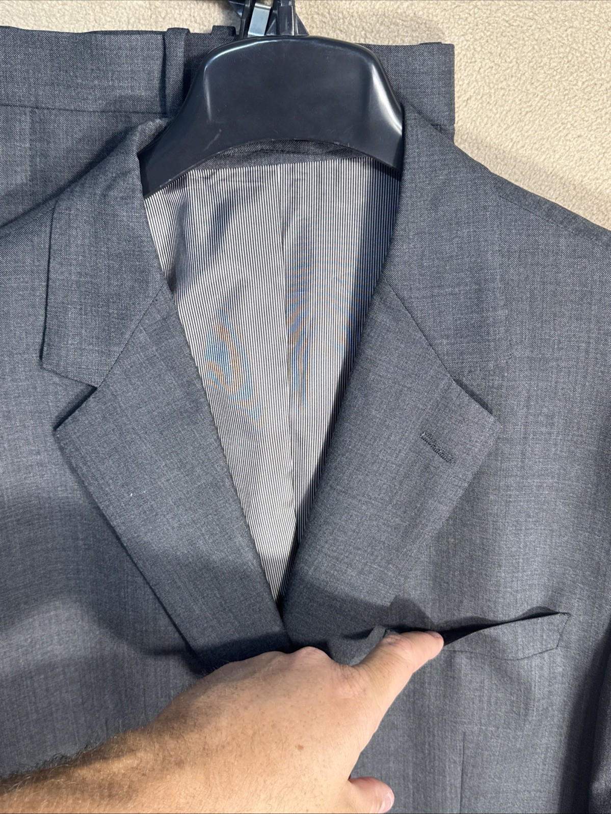 JT Vinson Custom 44R Slim Fit 2 Piece Suit Dark Gray Twill No Tag 2 Button 37x29 image 3