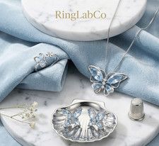 4 Pcs Jewelry Set Women Girl Crystal Butterfly Pendant Necklace Ring Earring Gif