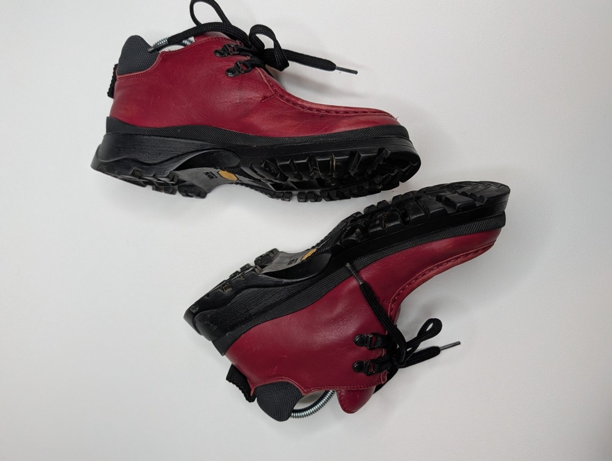 Vintage Prada Red Leather Tyrolean Brixxen Boots with Rubber Sole