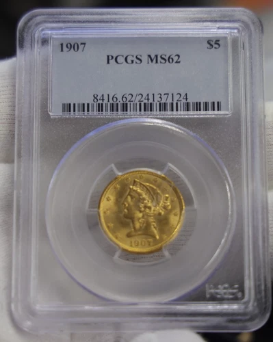 1907 US $5 Liberty Gold Piece PCGS MS62