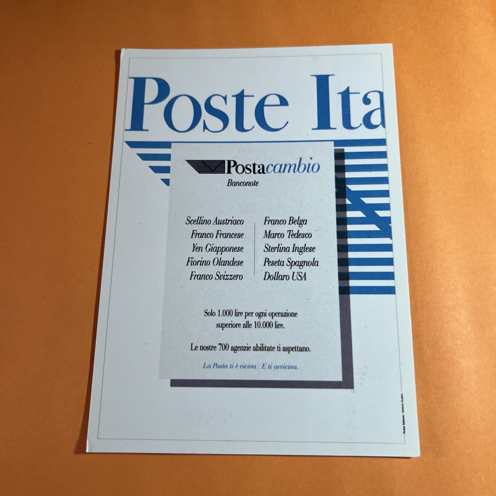 POSTE ITALIANE POSTA CAMBIO BANCONOTE - CARTOLINA NON VIAGGIATA - COLLEZIONE