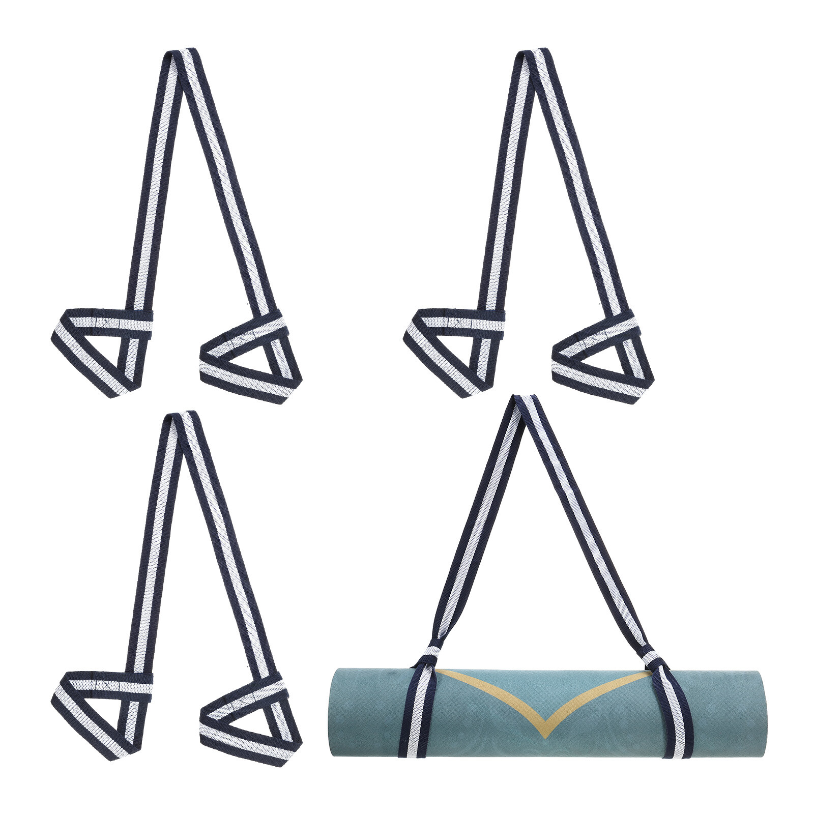 4Pcs Yoga Mat Strap Adjustable Yoga Mat Carrier Straps Sling, Blue White