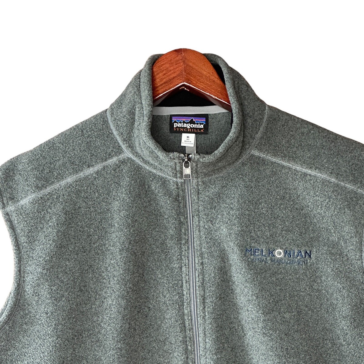 Patagonia Synchilla Fleece Vest Mens XL Zip Gray Pockets Corporate