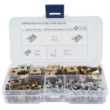160pcs Assorted Spire Clips U Nuts Captive Speed Fasteners Self Tapping Screw
