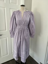 J Crew Long Sleeve Smocked Waist MIDI Dress in Lightweight Chino S NWT