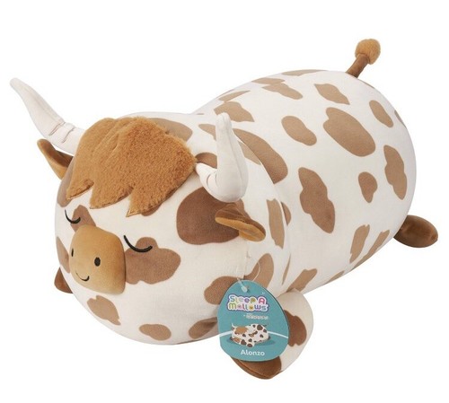 Squishmallows 18" Large Plush Alonzo Brown and White Highland Cow Sleepamallow - Picture 3 of 10