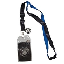Black Panther Lanyard ID Badge Holder Keychain Marvel Comics Official Black Blue