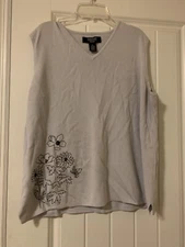 Parisian signature purple sleeveless floral floral butterfly embroidered vest 1X