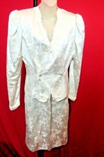 JESSICA McCLINTOCK Stunning White Floral Brocade Wedding Jacket Skirt Suit 12
