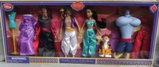DELUXE SET Aladin Jasmine Jafar Genie Rajah Disney store coffret poupée 