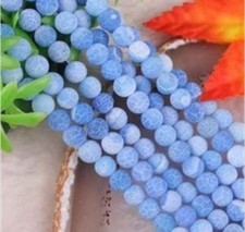 Natural 8mm Blue Dream Fire Dragon Veins Agate Gems Round Loose Beads 15''