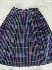Vintage Stefanie Women's Imported Wool Skirt Pleated Tartan Purple Kilt Sz 16