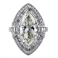 Art Deco Vintage Style 925 Silver Old European Cut Cubic Zirconia Wedding Ring