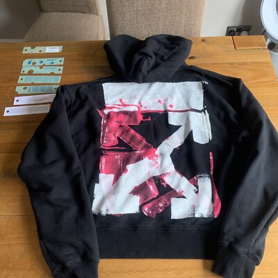 OFF WHITE ACRYLIC ARROW HOODIE BLACK SIZE MEDIUM UK