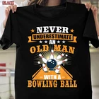 Never Underestimate Old Man Bowling Ball Mens Bowler Bowling T-Shirt Gifts
