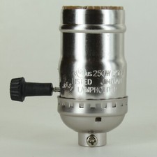 ON-OFF TURN KNOB NICKEL PLATED E-26 BASE LAMP SOCKET WITH 1/8IPS UL Listed
