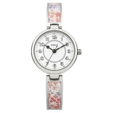 Oasis Women's Quartz Watch White Dial Analogue Display and Multicolour Bangle