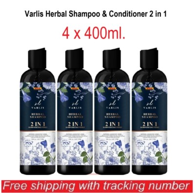 4 x400 ml Varlis 2in1 Shampoo Conditioner Herbal Reduce Hair Eliminate Danidruff