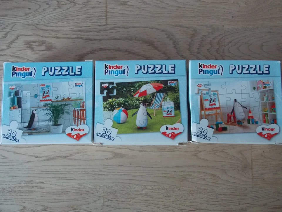 Werbematerial  Ferrero Polen  Kinder Pingui Puzzle 3 verschiedene NEU OVP - Bild 2 von 2