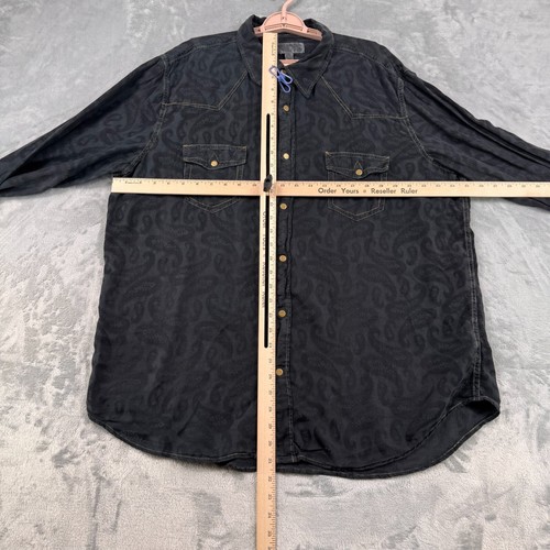 Ryan Michael Western Hemd Herren XXL Schwarz Paisley Druckknopf Seide Baumwolle - Bild 8 von 10