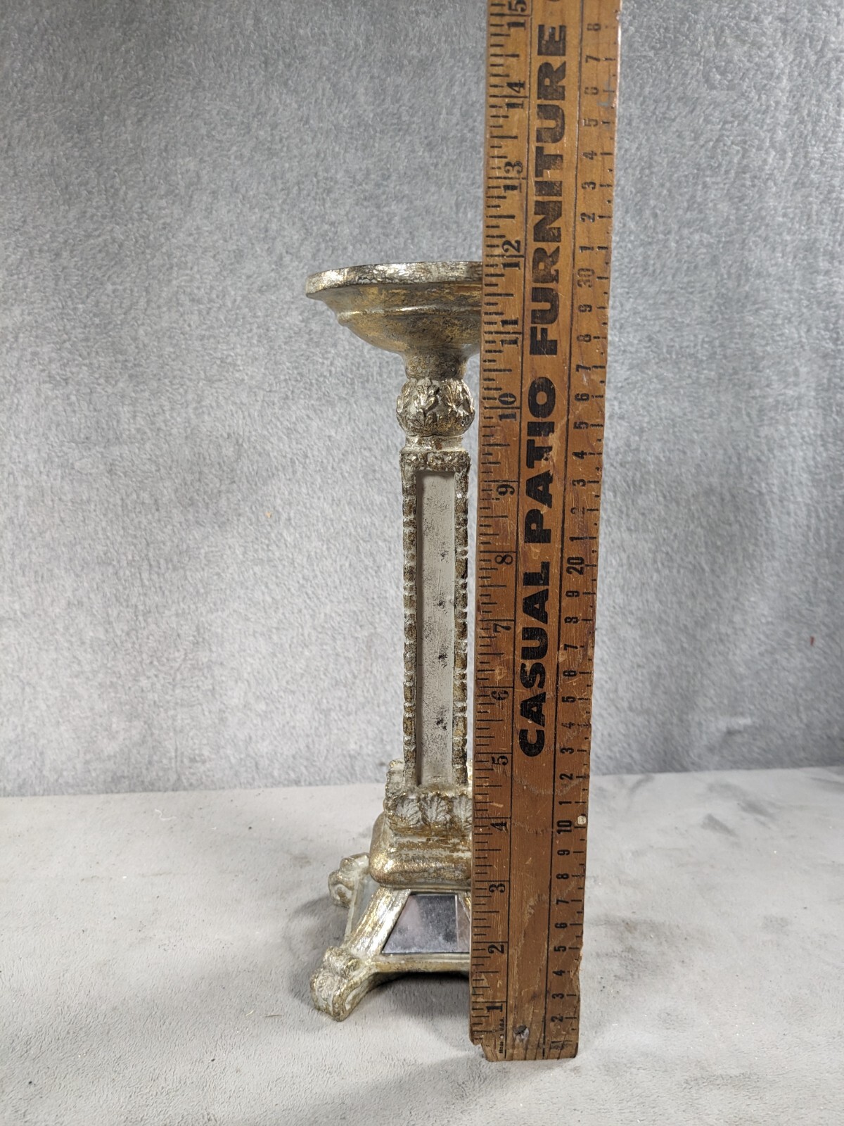 Vintage Tall Candelabra Candle Holder With Glass Mirror Sides 12" Tall - Damaged