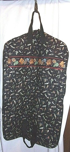 Fishing LURES VERA BRADLEY Garment Bag BLACK Retired Travel Rare Zipper Pockets