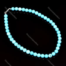 Tibetan Turquoise Gemstone 925 Silver Beaded Adjustable Necklace For Girls