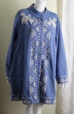 Wow Coldwater Creek Sz 3x Embroidered Boho Funky Long Jacket Coat Fabulous