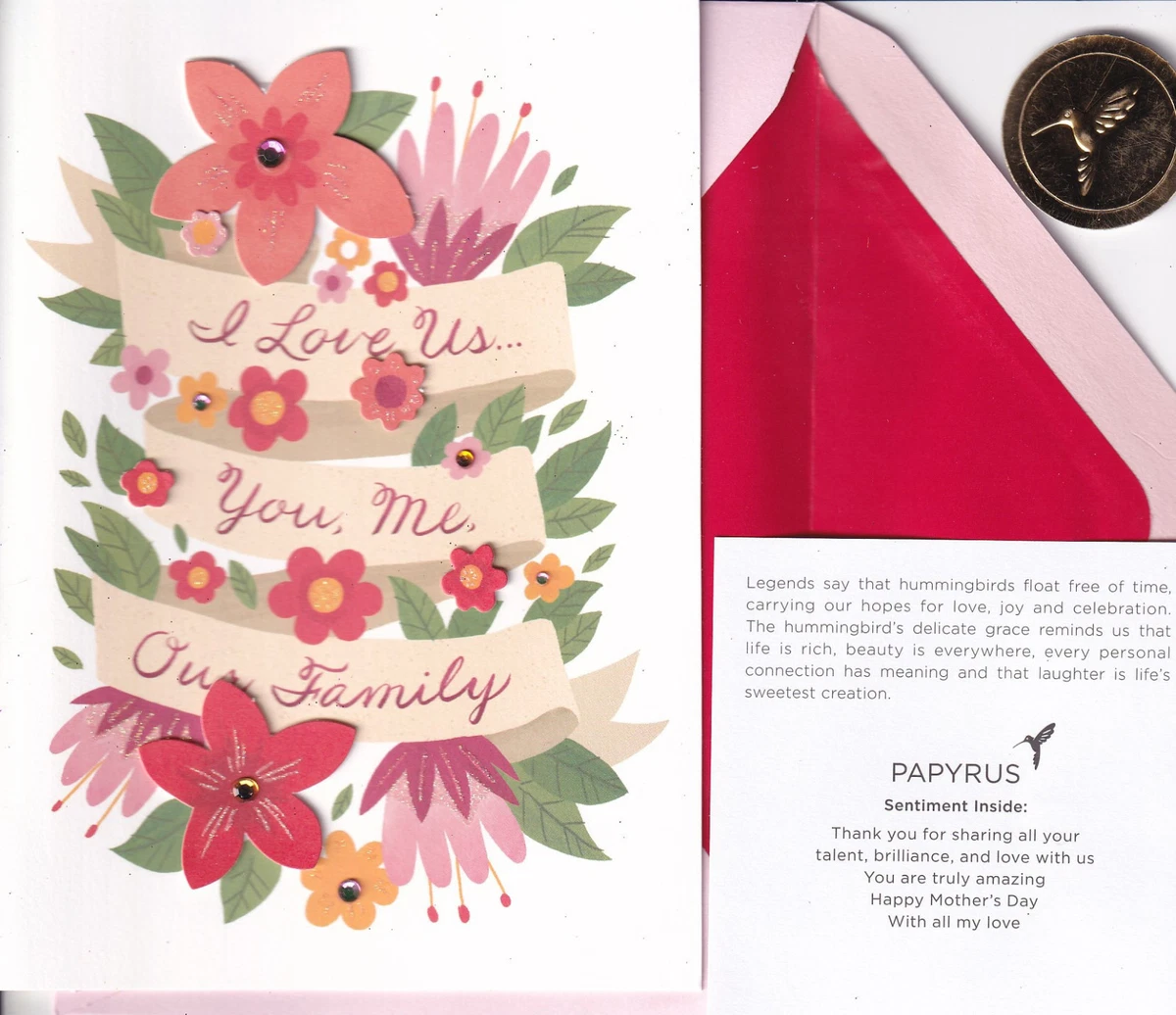 PAPYRUS MOTHERS DAY CARD NIP (MSRP $5.95) I LOVE US CARD (P4) | eBay