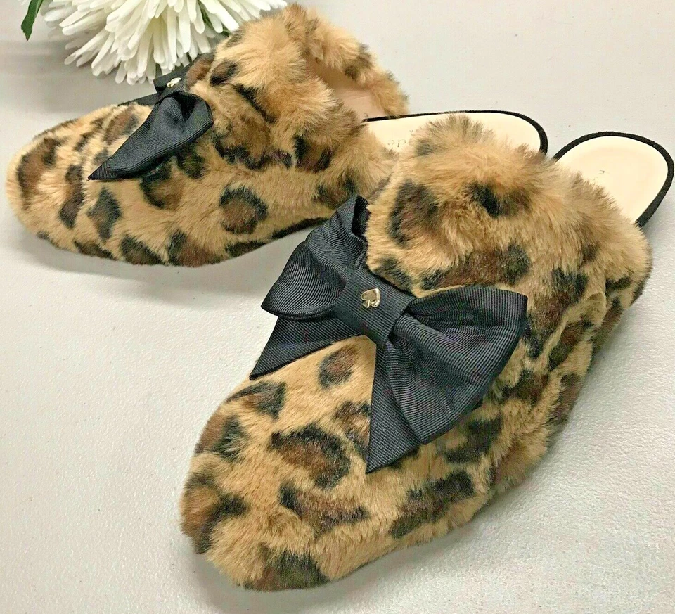 Kate Spade Joycelyn тапочки леопард плоскостях искусственного меха размер 7,5 совершенно новая коробка 100% - Изображение 4 из 4