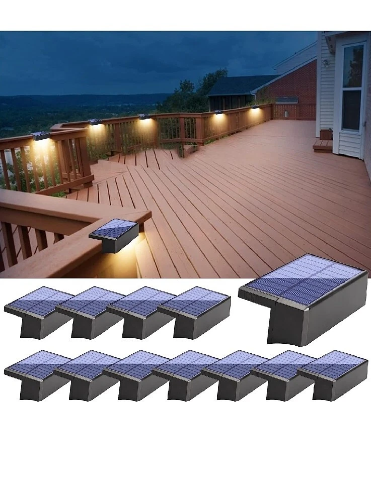 Bridika 12 Pack Solar Deck Fence RGB Lights LED Warm White Color