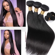 Straight Sew In Weave Virgin Peruvian/Indian Human Hair Extensions 3Bundles 300g
