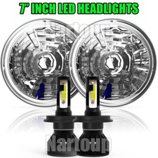 7 Inch Led Glass Headlight Round Original Classic Look Conversion Chrome Pair
