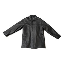 Croft Barrow Genuine Leather Jacket Men's M Black Full Zip RN 73277
