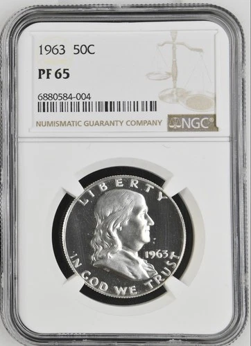 1963 Proof Franklin Half Dollar, NGC Graded PF65, Frosty Obverse!
