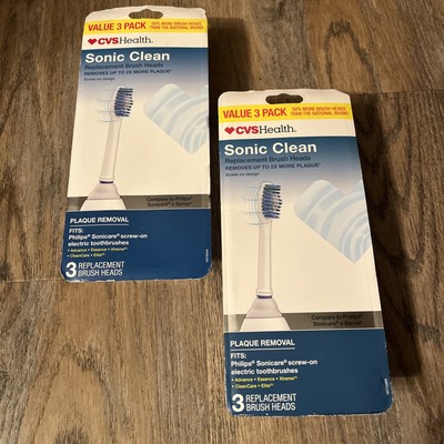 2X 3-pks CVS Health Sonic Clean Replacement BrushHeads (6 Total)