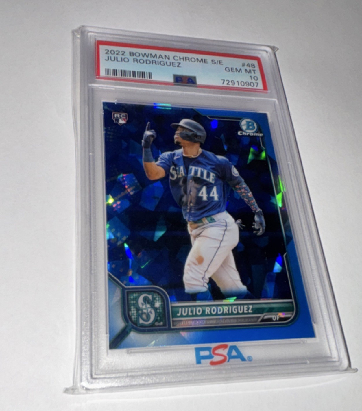 Topps 2022 Bowman Chrome Sapphire Julio Rodriguez #48 Rookie PSA 10