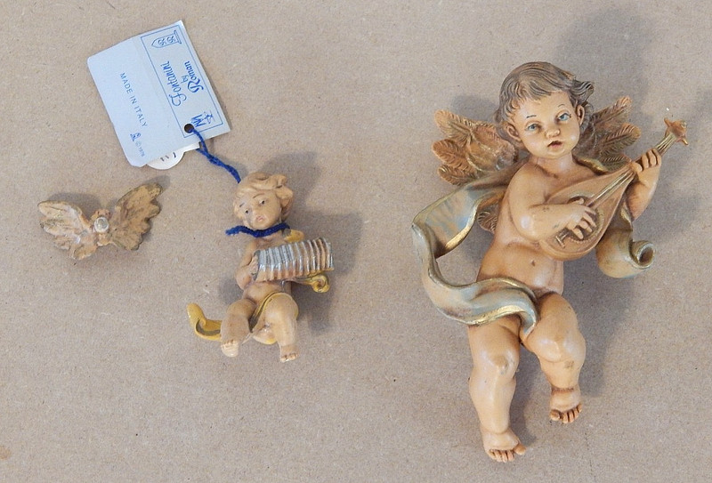 Lot of 2 Vintage 1980 Fontanini Reproduction Cherub/Angel Figures, Made in Italy