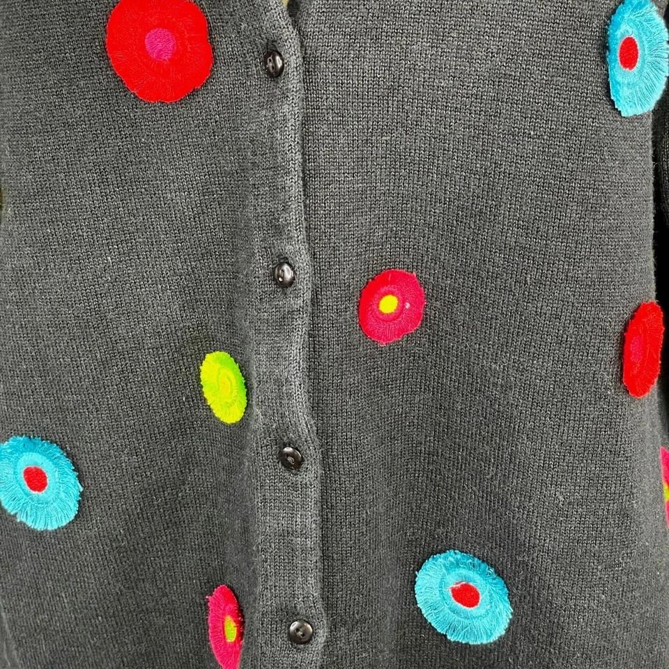 Marisa Christina Cardigan Sweater Womens Large Embroidered Flower Colorful Twee - Image 4 of 4