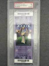 2005 Upper Deck Super Bowl XXXIX New England Patriots Full Ticket PSA 9 mint.
