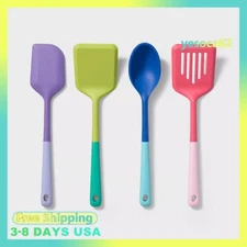 4pc Silicone Kitchen Utensil Set Purple/Green/Blue/Pink : Cooking & Baking Tools