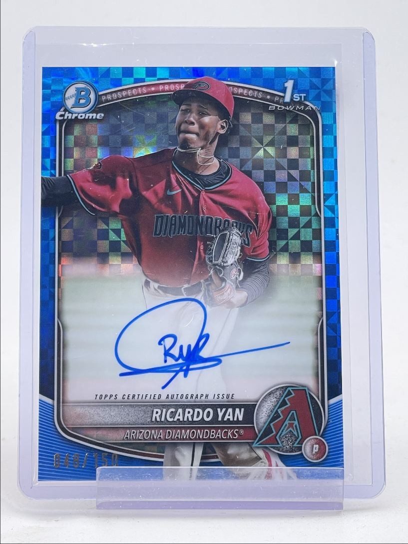 RICARDO YAN 2025 BOWMAN CHROME 1ST BLUE X-FRACTOR AUTOGRAPH AUTO /150 Q5190