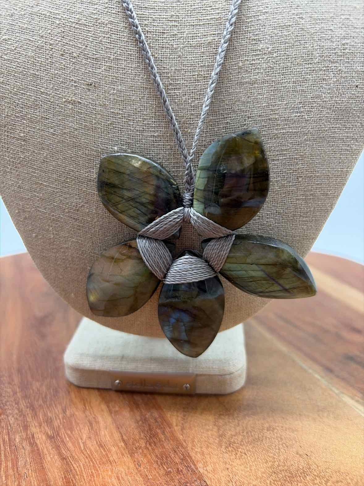 Navy Flower Statement Necklace - image 2